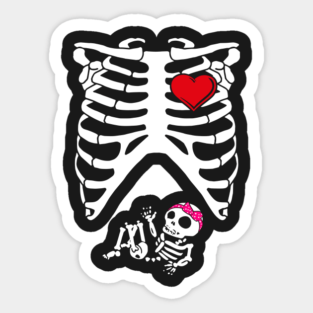 Spooky Skeleton Costume Pregnant Mommy of Girl Sticker by SolarFlare